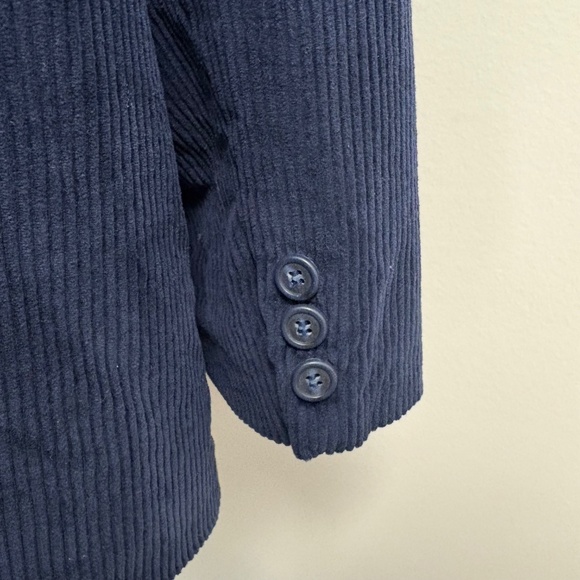 Vintage Preppy Minimalist Wide Wale Corduroy Navy Blazer Women’s M 80s Classic - Picture 4 of 12